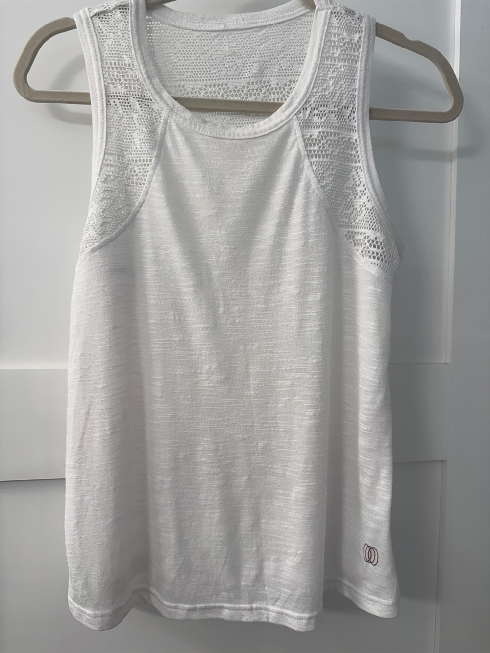White Crochet Yoke Tank Top
